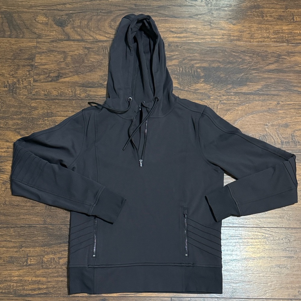 Athleta Black Hooded Jacket with Zippered Pockets
